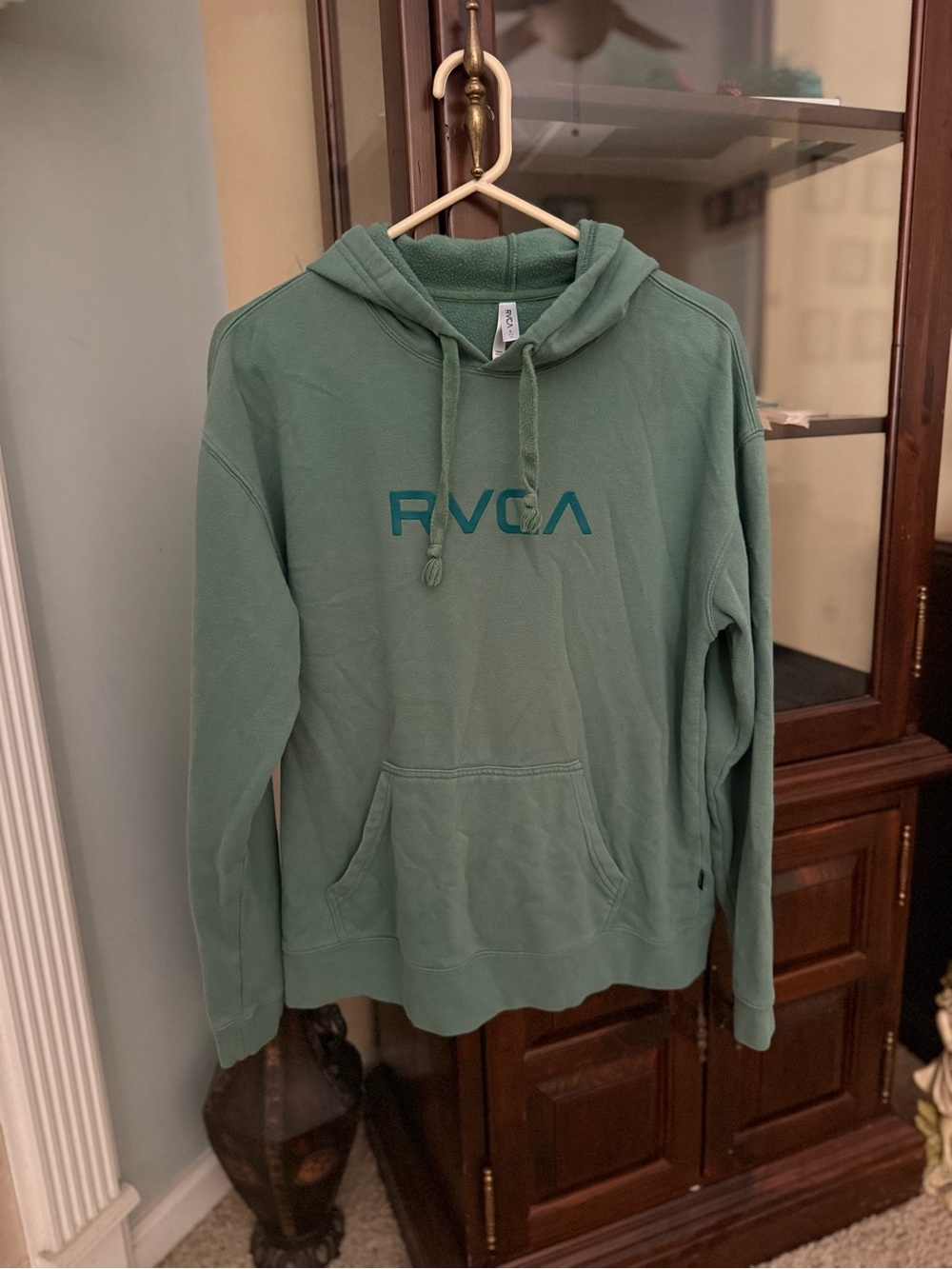 RVCA Teal Green Pullover Hoodie with Logo